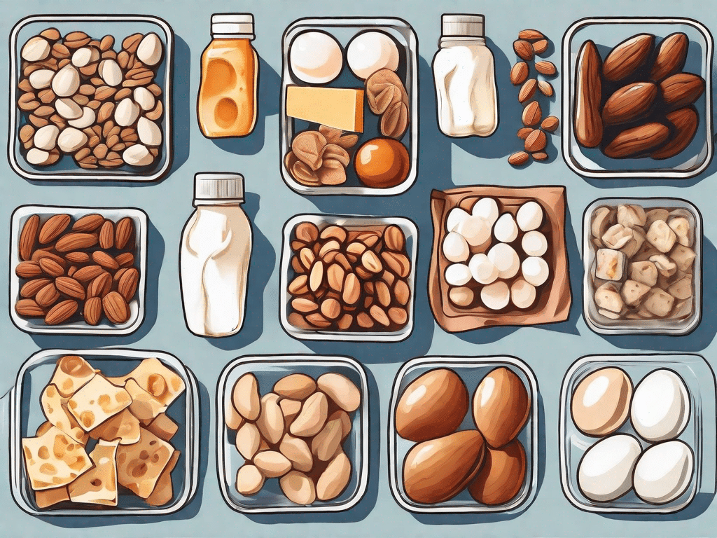 A variety of high protein snacks such as nuts