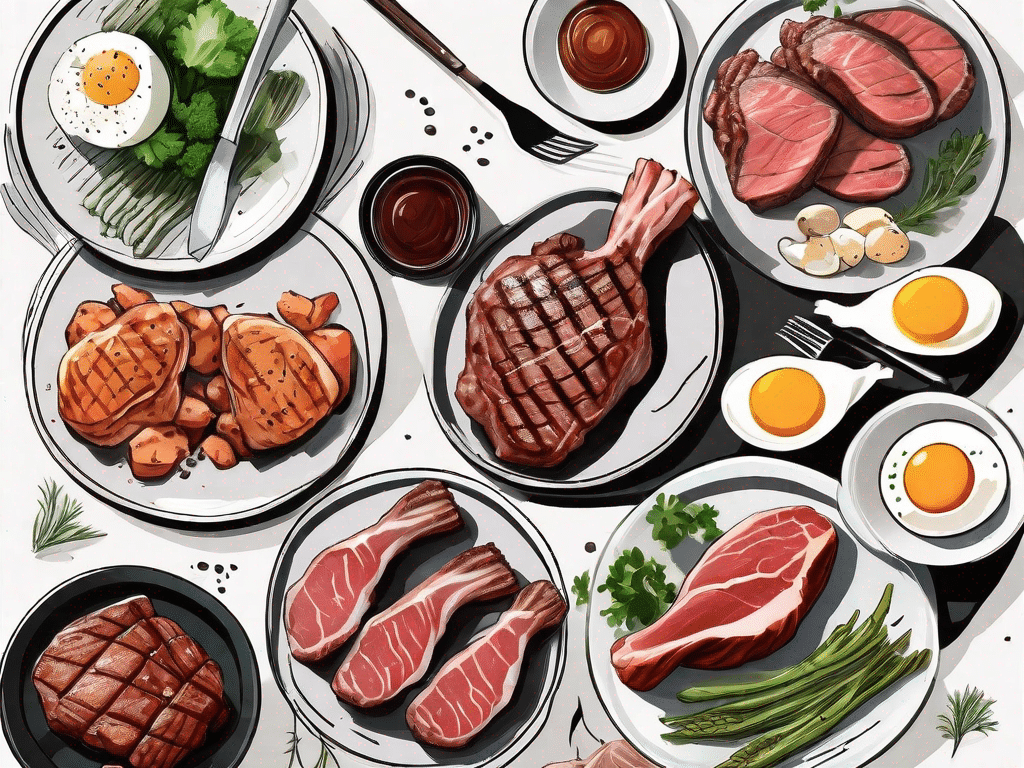 Various types of animal proteins such as steak