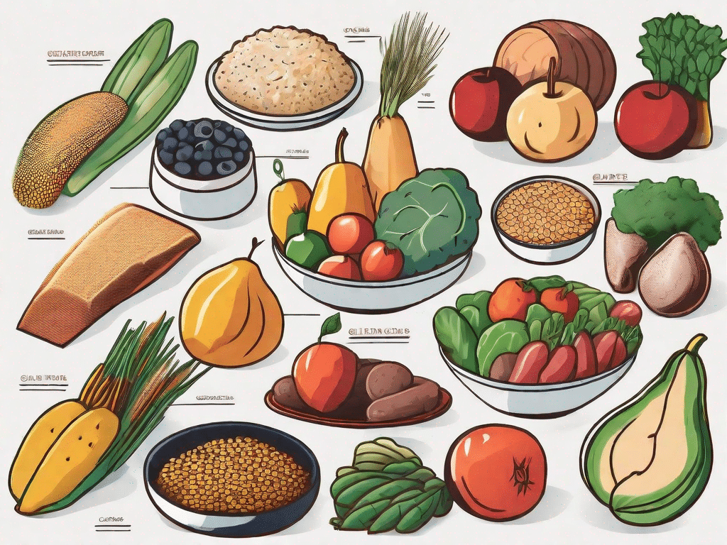 A variety of gluten-free foods such as fruits