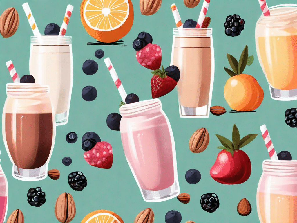 A variety of protein shakes in different types of glasses