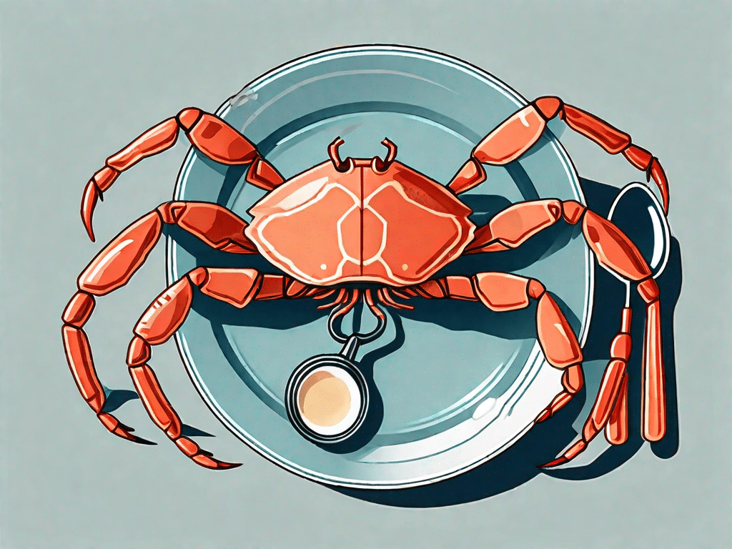 A dissected imitation crab on a plate