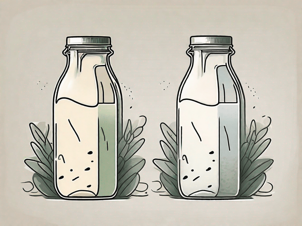 Two milk bottles side by side