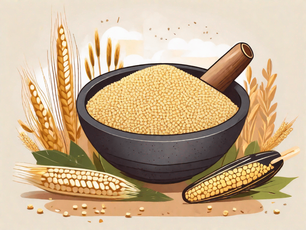 Various types of millet grains in a rustic bowl