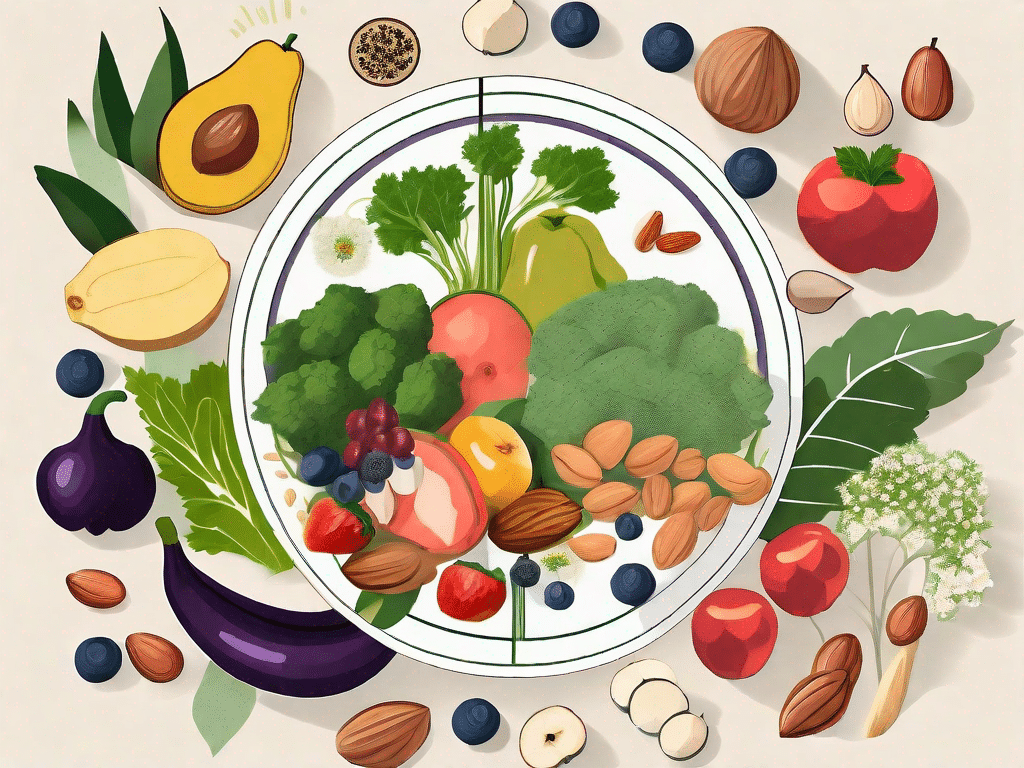 Various healthy foods like fruits