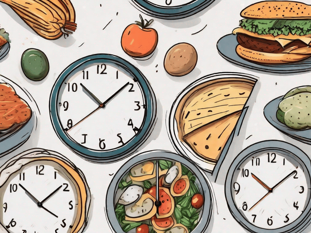 A clock with food items representing different hours