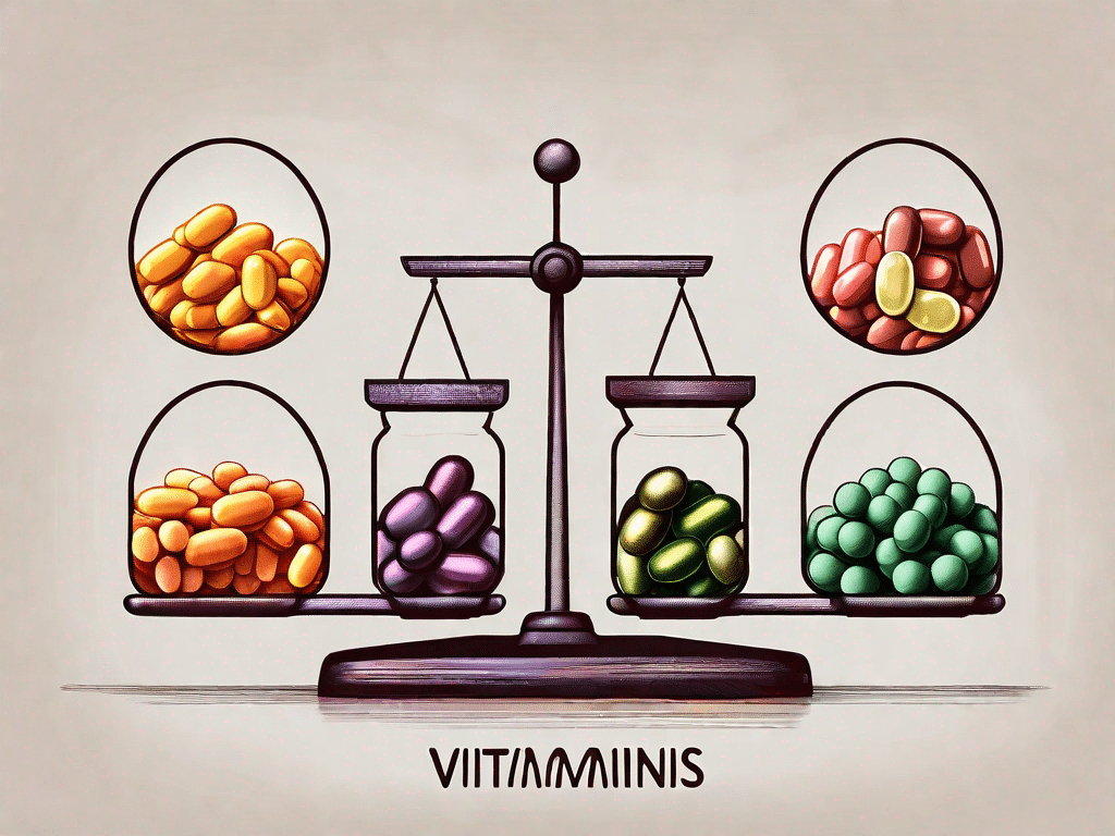 Various types of vitamins in the form of colorful capsules