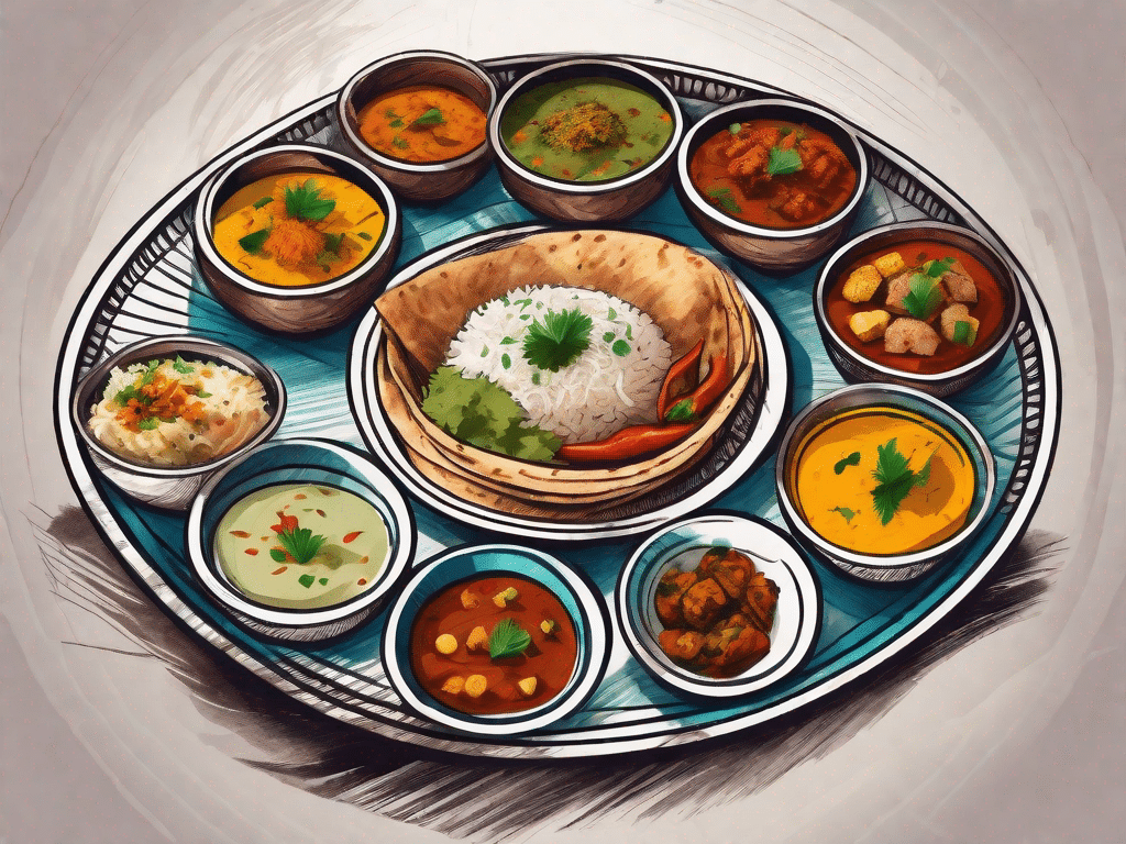 A traditional thali set-up