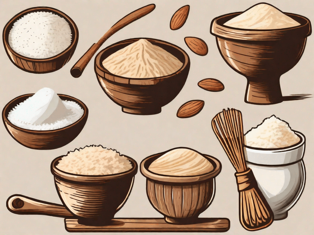 Various types of gluten-free flours like almond