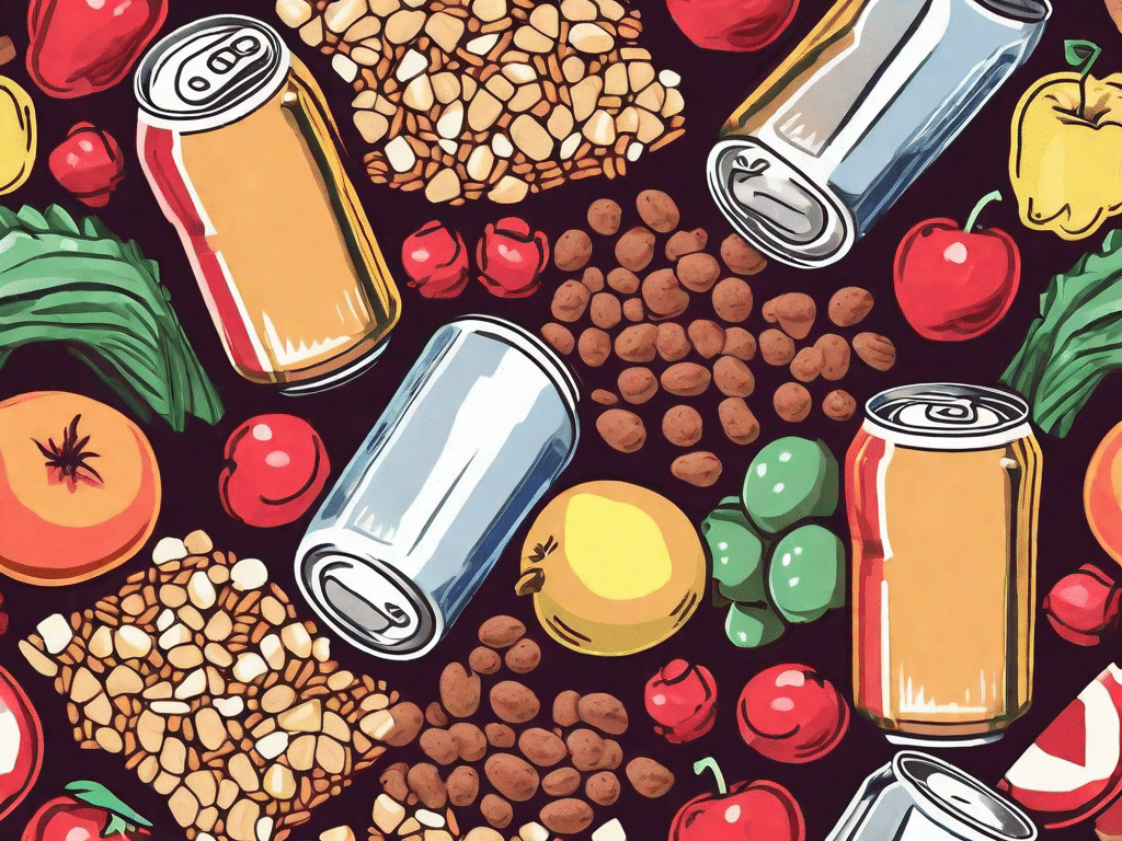 A pile of highly processed foods such as soda cans