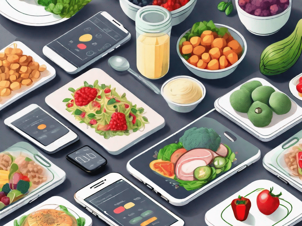 Several smartphones displaying different meal planning apps