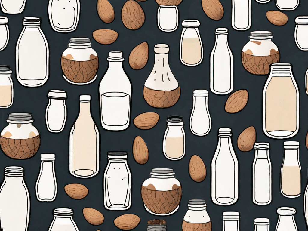 Various nondairy milk alternatives such as almond milk