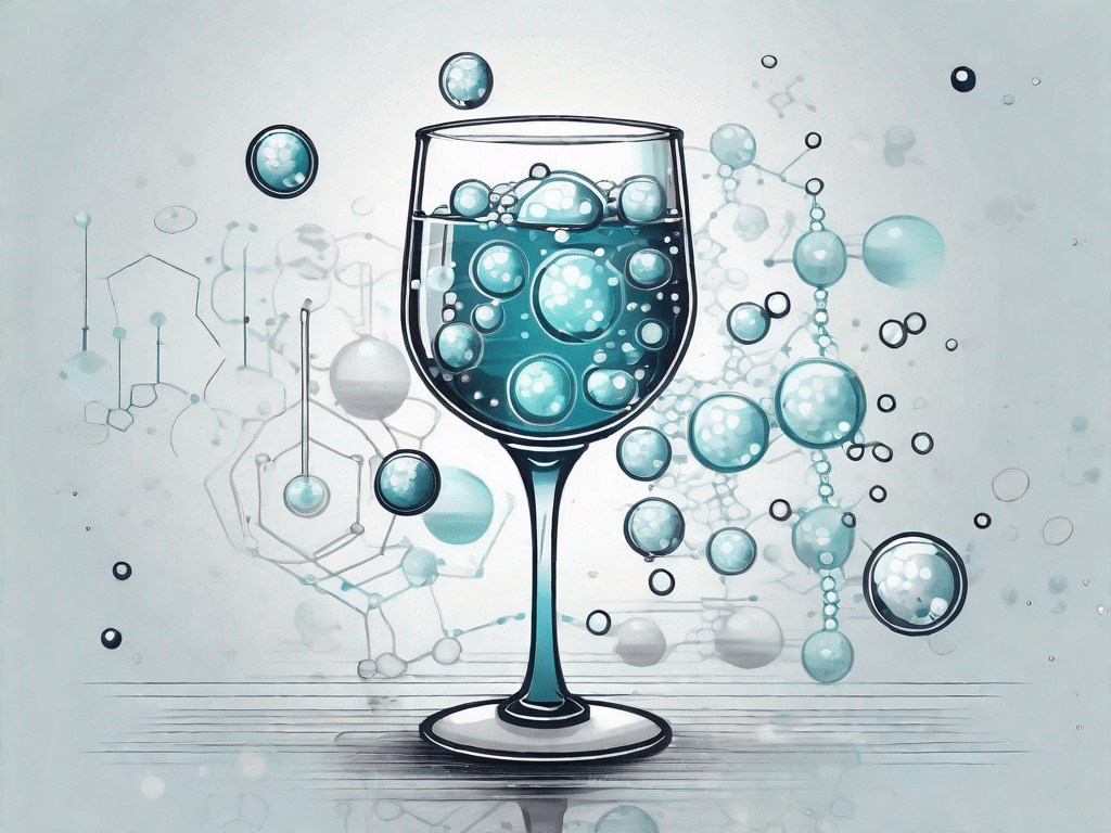 A glass of carbonated water with bubbles rising up