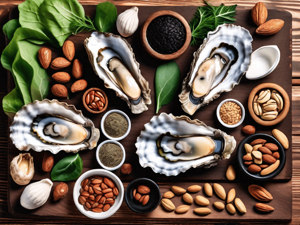 A variety of copper-rich foods such as oysters
