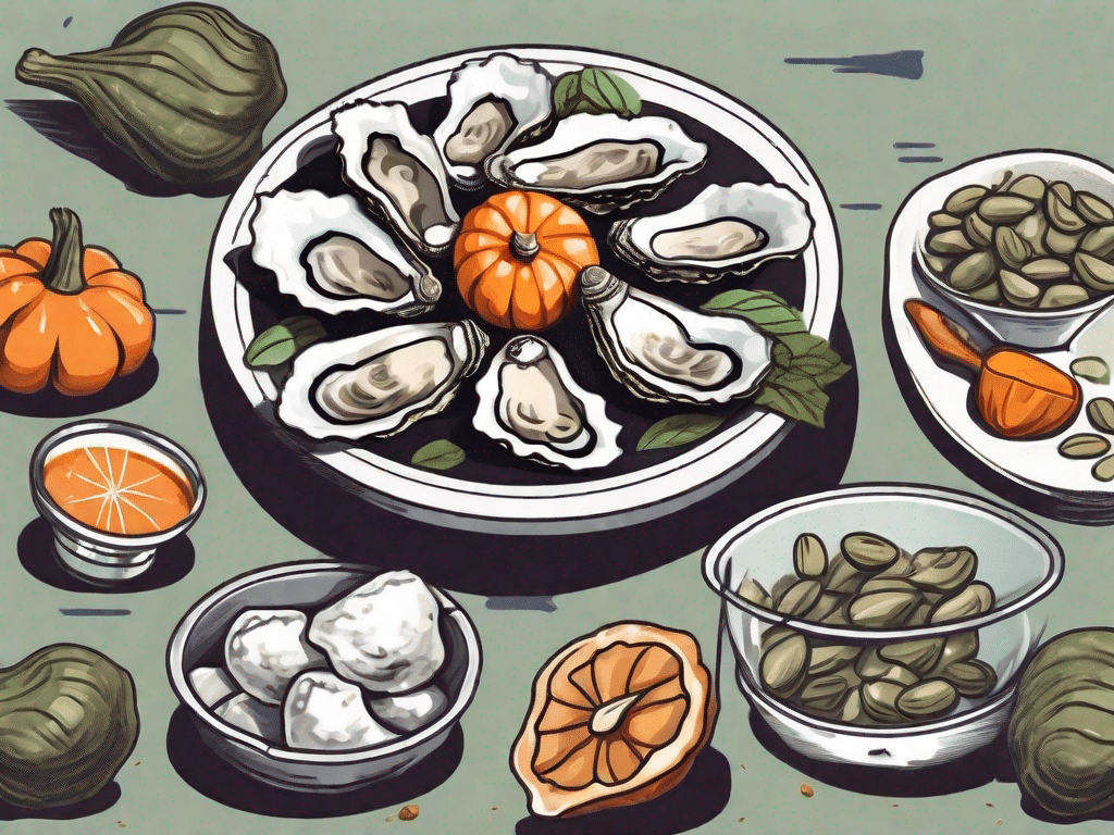 Various foods high in zinc such as oysters