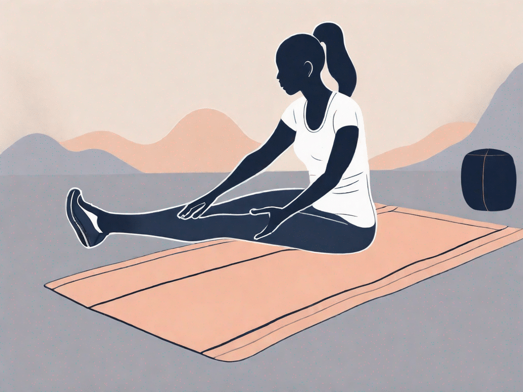 A yoga mat with a pair of sneakers beside it