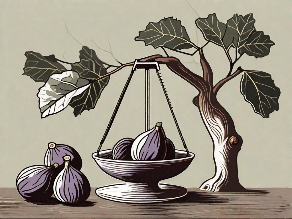 A fig tree with ripe figs hanging from its branches