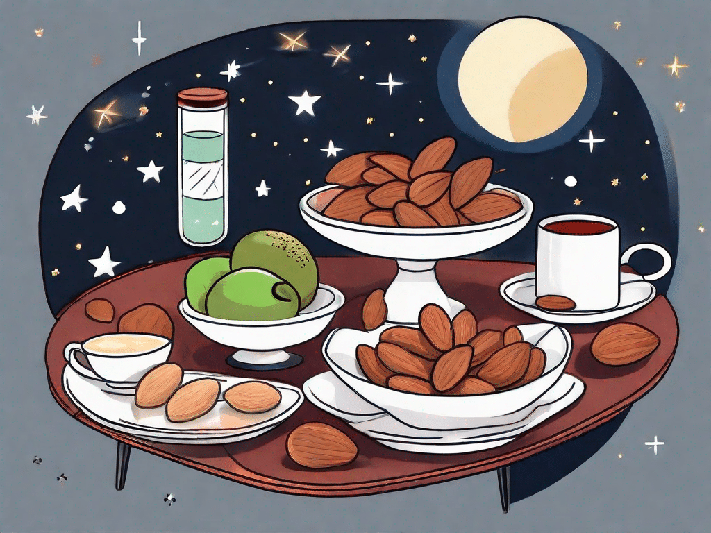 A variety of foods known for improving sleep - such as almonds