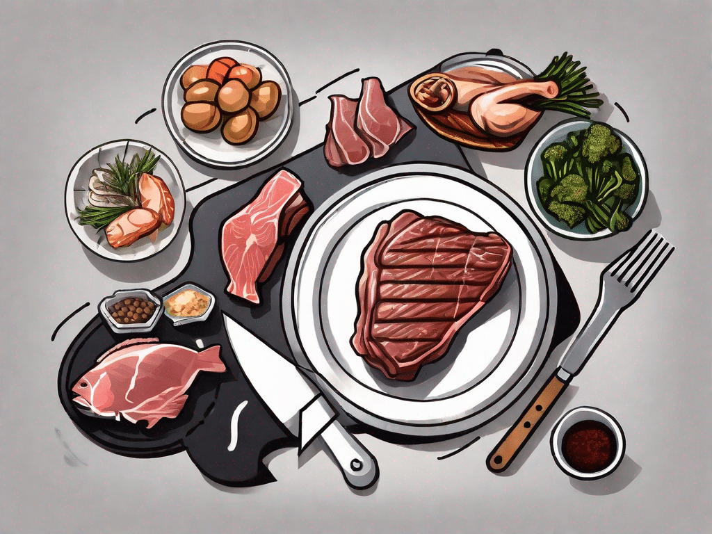 A variety of meats such as steak
