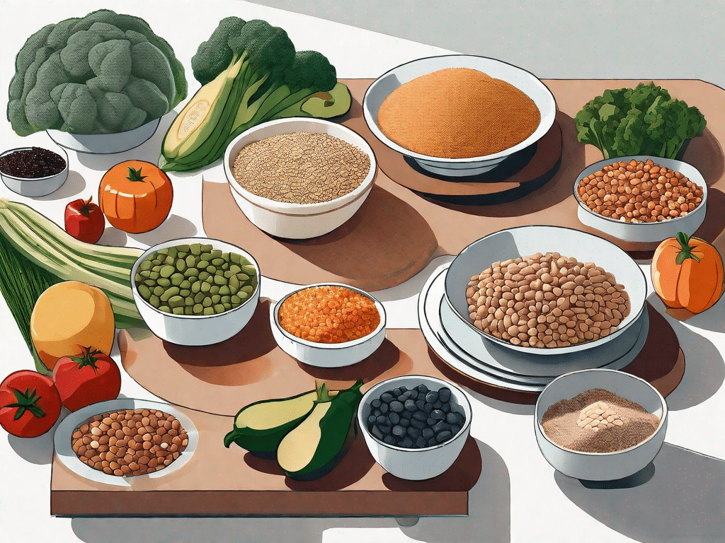 A variety of high-fiber foods such as whole grains