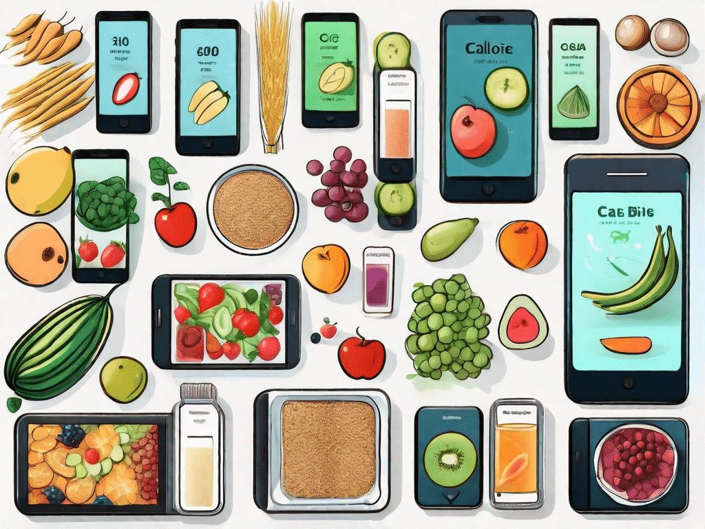 Various smartphones displaying different types of calorie counter apps