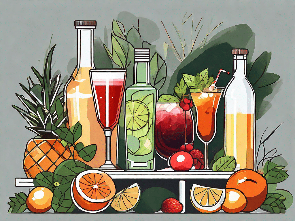 Several different types of alcoholic beverages